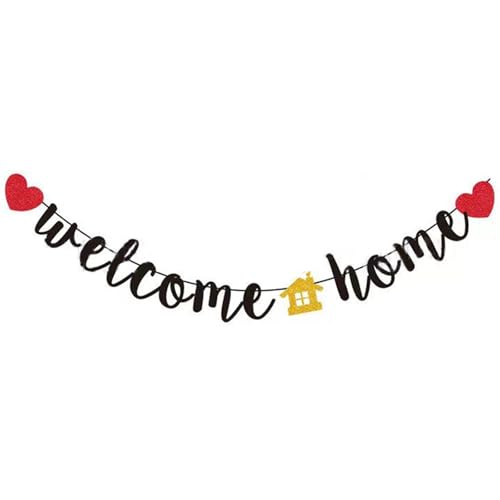 Festone Bentornato a Casa con Casetta - Striscione Decorativo da 1,2m per Feste in Famiglia e Rientro a Casa - Decorazioni Casa e Addobbi per Interni - Banner per Festa di Benvenuto