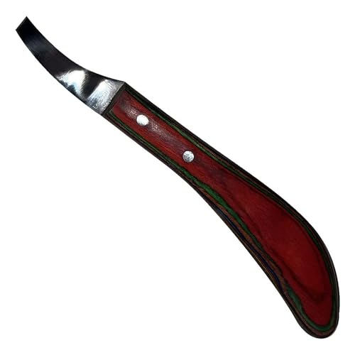 Image of LeCzar Premium Japanese Stainless Steel Long Loop Hoof Knife with Smooth Wooden Handle - Perfect for Better Hoof Cleaning