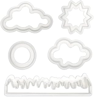 Fondant Cutter, Cloud Cookie Mould Set, 5PCS Plastic Cloud Cookie Cake Cutter, Gum Paste Cutter Cookie Cake Mold Sugar Cake Fondant Decorating Tools A3YDMJ