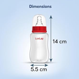 LuvLap Anti-Colic Slim/Regular Neck Essential Baby Plastic Feeding Bottle, 125Ml, New Born/Infants/Toddler upupto 3 Years, BPA Free, White Colour