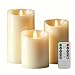 Da by Flameless Candle 4" 5" 6" Set of 3 Realistic Dancing LED Flickering Wick for Parties,Home,Public Elegant Events, Battery Powered, 10-Key Remote Control, Ivory Color