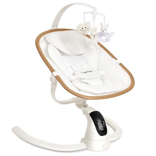 Image of Angelbliss Electric Baby Swing with Cry Detection, Side-to-Side Motion, 5 Speeds, 180 Rotation, Indoor Swing for Infants and Toddlers (White)