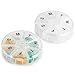 Weekly Pill Organizer - Pack of 2 - Large Round Travel Medication Reminder Daily Monday to Sunday Compartments, 7 Days