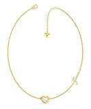 Material: Stahl. Guess Damen-Halskette Across My Heart, vergoldet, UBN79060