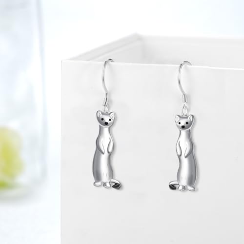 Ferret Earrings 925 Sterling Silver Ferret Dangle Earrings Ferret Stuff Gifts Cute Animal Jewelry for Women2