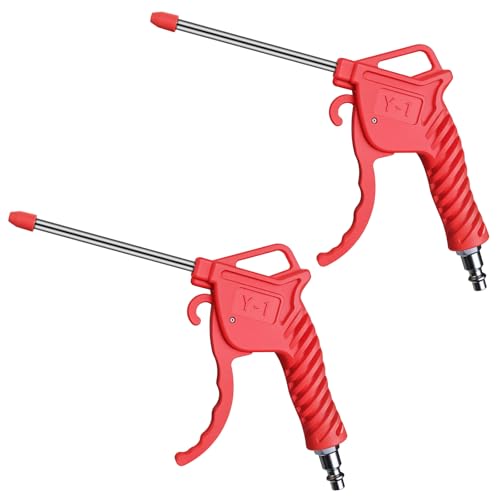 2 pistolas de aire de alta potencia industrial y doméstica de doble propósito, boquilla protectora de goma, compresor, herramienta de limpieza de polvo, herramienta de limpieza de detalles de coche