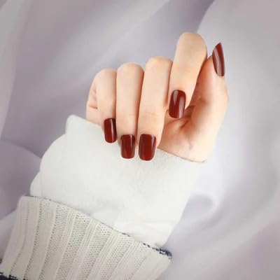 Cazuela Semi Cured Gel Nail Strips - Pink Semi Cured Nail Wraps - Soft Self-Adhesive Gel Nail Stickers with 16PCS Nail File Stick - Long Lasting French Tip Stickers (15 Sandy Brown) 1