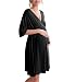 Ekouaer Hospital Nightgown Womens Short Sleeve Maternity Nursing Sleepwear Black L