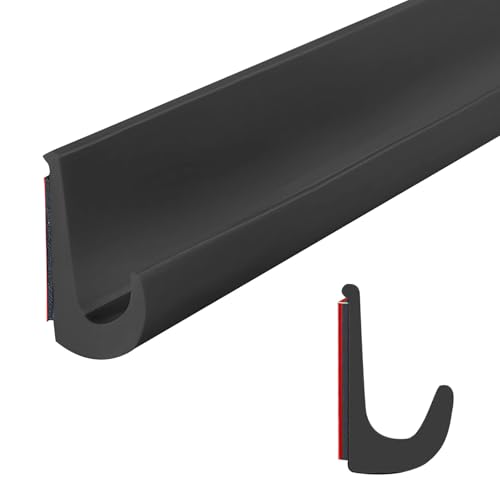J-Shape RV Rain Gutter 5m Rain Gutter Self Adhesive Roof Edge Protection Profile TPE Rain Gutters for Vehicle Truck Motorhome Boat Car Van Door Roof Rain Diversion Strip (Black)