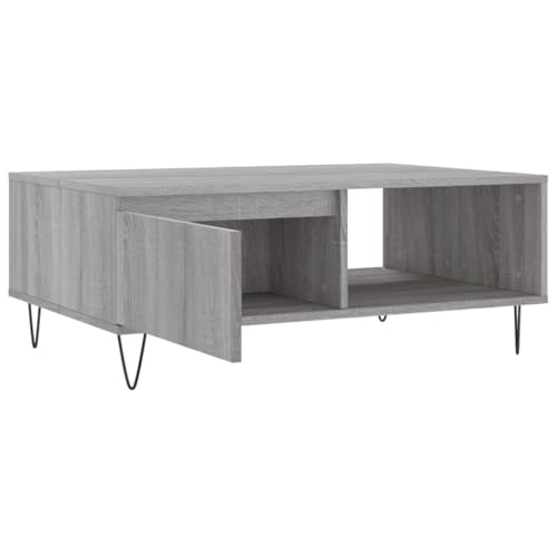 Mesa de centro gris Sonoma de 90x60 cm con estructura de hierro robusta 7