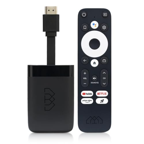 AB-COM Homatics Dongle R 4K Media-Streaming-Client Android TV Mediaplayer Stick mit Fernbedienung Flash eMMC 8GB Chromecast Unterstützt AV1