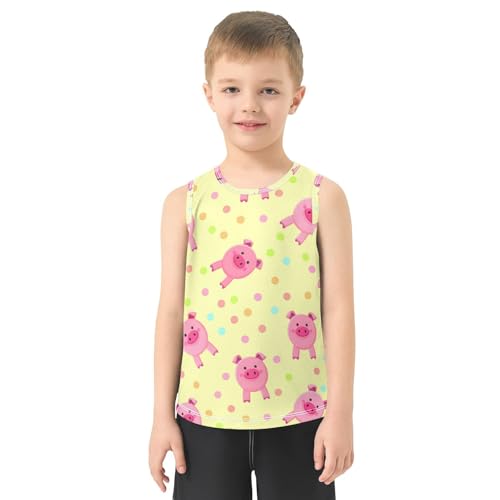 J JOYSAY Colorful Polka Dot Pig Boys Tank Top Sleeveless Muscle Shirts Quick Dry Kids T-Shirts 3-15T2