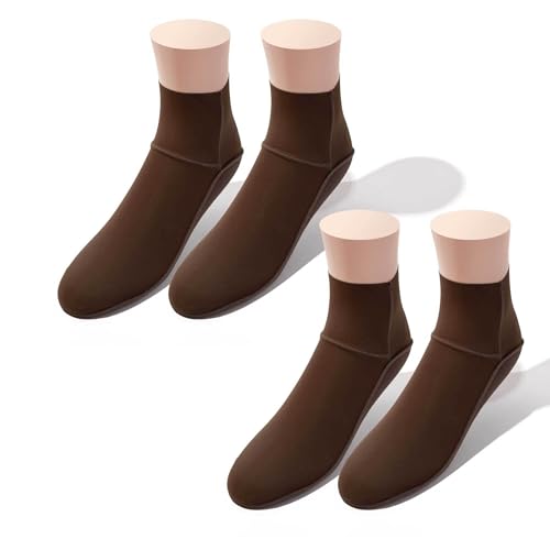 SHEEC Quarter Boot Socks for Women – No Show Socks for Ankle Boots – Seamless Toe, Non-Slip Heel Grip, Sweat-Absorbing, Hidden Design, Lightweight & Breathable - Brown 9CM - Large 4Pairs