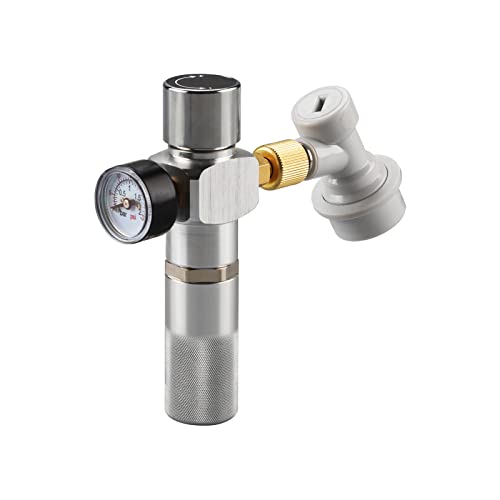 Nitrogen Coffee Mini Gas Regulator Nitrogen Charger Coffee Gas Charger with Ball Lock Disconnect for Nitrogen Coffee Growler Coffee Dispenser System by PERA