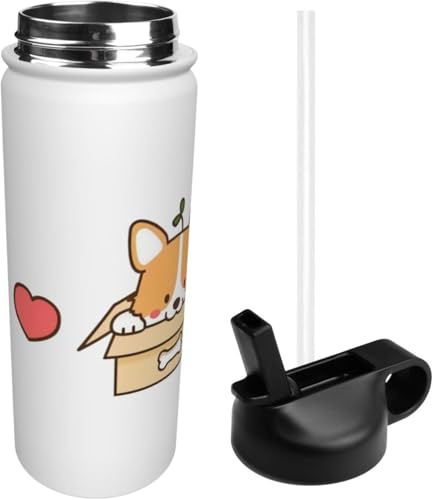 スポーツ水筒 面白い かわいい コーギー 犬柄 ステンレスボトル スポーツボトル 魔法瓶 真空断熱 保温ポット 大容量 ステンレス製 おしゃれ ウォーターボトル 直飲み 耐冷耐熱 男の子 女の子 アウトドア 便利 旅行用 532ml 贈り物