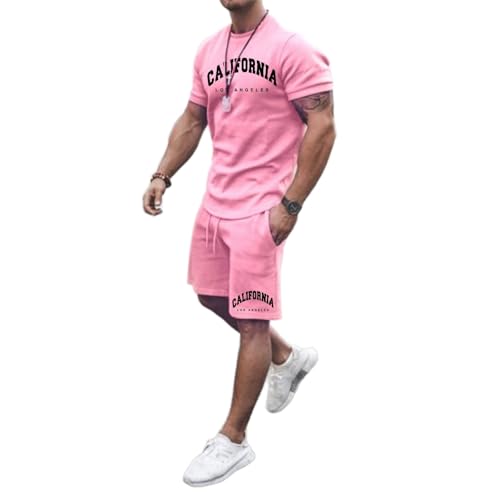 Fxbar Mens Outfits Summer Shorts Set 2 Piece Mens Vacation Beach Cruise Tracksuits Sport Gym Workout