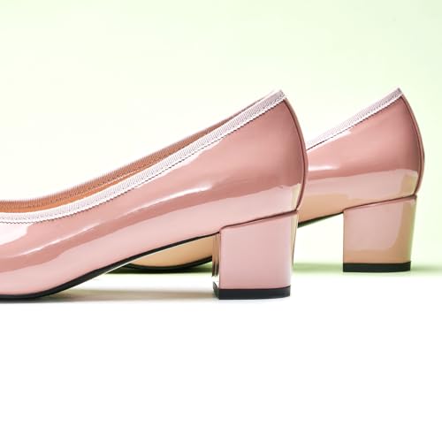 C.Paravano Women's Classic Bow Ballet Pumps: Chunky Block Heel & Round Toe for Business Casual, Work & Everyday Comfort3