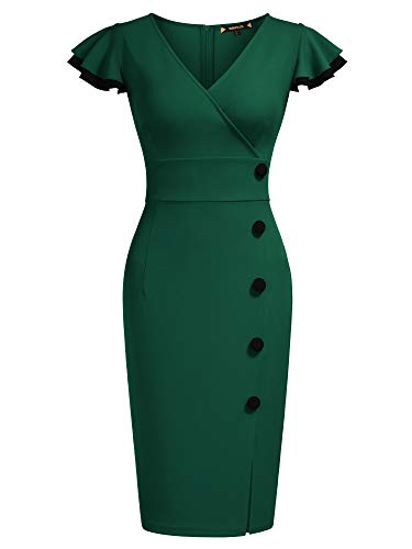 Image of Miusol Women's Navy Style Deep-V Neck Vintage Evening Pencil Dress