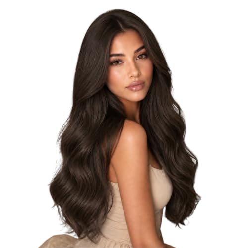 Image of Moresoo Mini Flat Tip Human Hair Extensions, Dark Ash Brown, 20 Inch 50g