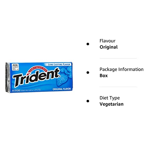 Image of Trident Original Flavour Sugar Free Gum, 18 Sticks