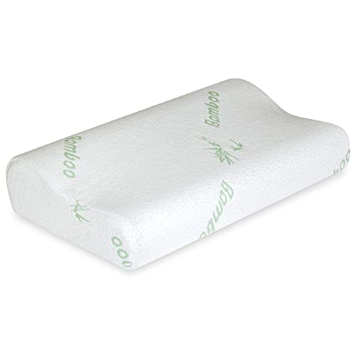 Vitabo Oreiller ergonomique avec fonction mémoire de forme I Coussin de nuque avec forme ondulée et housse en bambou régulant l'humidité