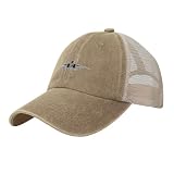 F-15E Strike Eagle Aircraft Silhouette Vintage Washed Trucker Hat Distressed Adjustable Mesh Baseball Cap Natural