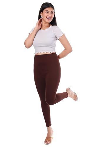 Image of TPF Women Solid Cotton Lycra Stretchable Leggings | Comfortable Ankle-Length Slim Fit Leggings for Women & Girls | Soft, Breathable Wear Bottoms