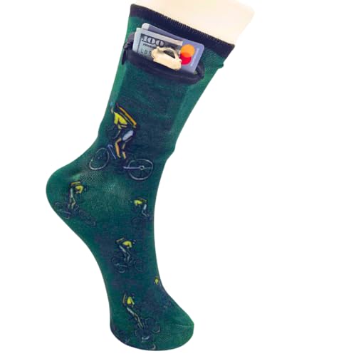 Image of Zipper Sock Wallet - Cotton & Polyester Zipper Socks with Pockets - Fits shoe size 6-13
