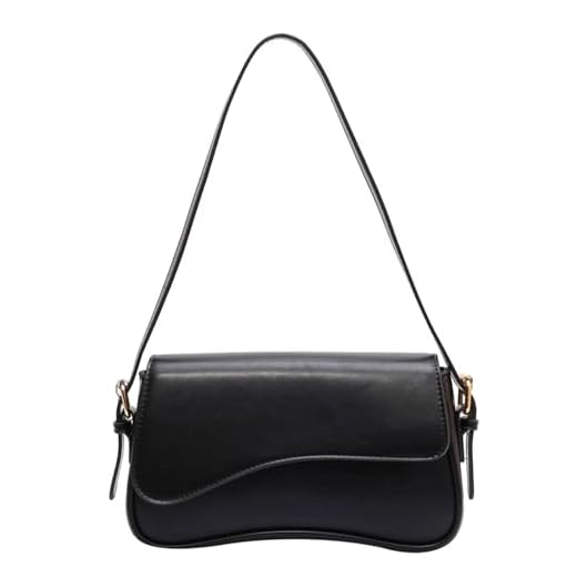 Shoulder Bag for Women Y2K Trendy Purse Vegan Leather Hobo Handbags Clutch Saddle Bag with 2 Removable Strap (black)