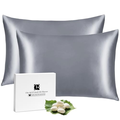 Ravmix 21 Momme 100% Mulberry Silk Pillow Case Queen 20x30, Lilac Grey