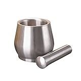 Wallfire Stainless Steel Garlic Masher Mortar and Pestle Set Drum Shape Spice Grinder Pill Crusher