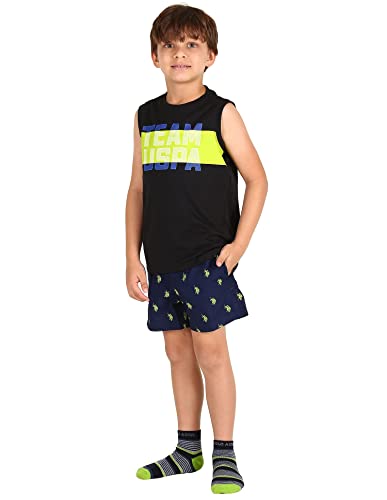 Image of U.S. Polo ASSN. Boy's Round Neck Regular Fit Brand Print Ikeb Muscle Tank - Pack of 1