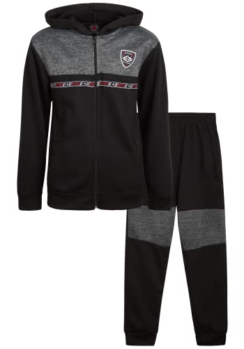Enyce Boys' Sweatsuit Set - 2 Piece Fleece Zip Hoodie Sweatshirt And Jogger Sweatpants (4-18), Size 12/14, Black/Grey #TOP16