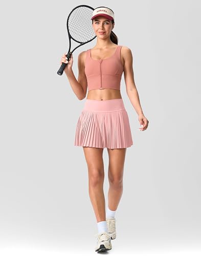 SANTINY Pleated Tennis Skirt for Women with Pockets Shorts Women's High Waisted Lightweight Athletic Golf Skorts Skirts