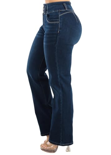 Image of Moda Xpress Women's Butt Lifting High Waisted Bootcut Jeans - Stretchy, Comfortable Flare Jeans in Junior Size Vintage Style