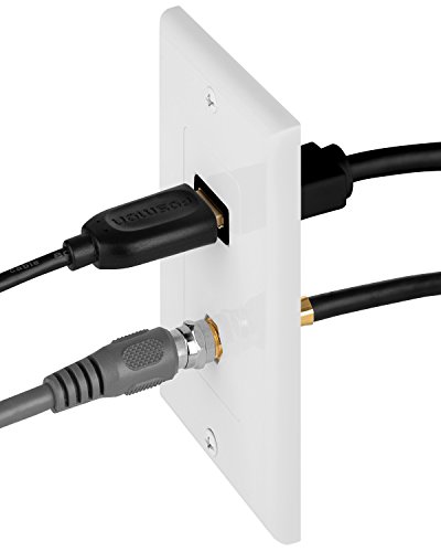 4K Hdmi Wall Plate, Fosmon 1-Port Hdmi Cable Cord With Ethernet + Coaxial Tv F Connector, Single Outlet Port Faceplate Cover For Hdtv, Home Theater, Dvd, Xbox, Ps3/Ps4, Nintendo Switch #TOP4