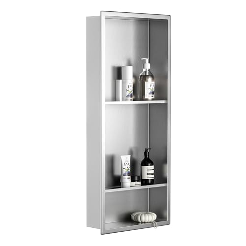 Stainless Steel Shower Niche 12" X 30",3-Tier Recessed Wall Niche No Tile Needed Shower Niche Shelf For Bathroom Storage (4x12x30 White - View #12