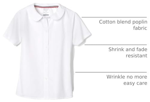 Image of French Toast Peter Pan Collar Short Sleeve Blouse (Girls Standard & Plus Sizes), Blue,