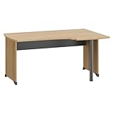 Fabrication française. Générique Bureau Compact Retour à Droite L 160 cm piètement Plein Bois - Jazz (Chêne)