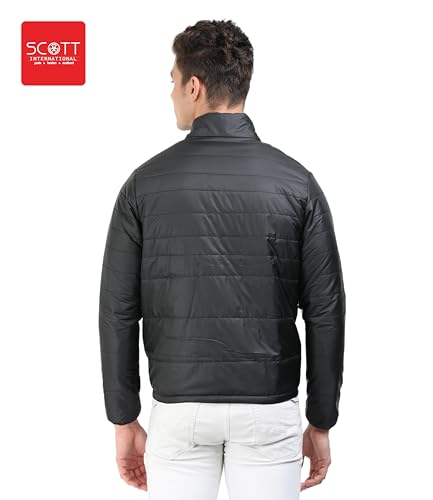 Image of Scott International Men's Quilted Puffer Jacket - Lightweight, Water Repellant, Elastic Cuffs, Zipped Pockets, Casual Winter Jacket - Stylish Outerwear for Men