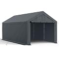 Raxmolo 10x20FT Heavy Duty Carport, Portable Garage with Removable Sidewalls and Doors for Car, Truck, SUV, UV Resistant Waterproof Carport Canopy for Outdoor, All-Season Tarp for Car (Gray)