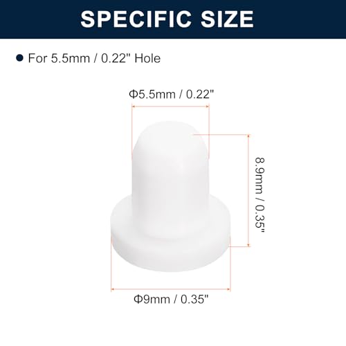 Image of uxcell 20 Pieces White Rubber Stopper, S5.5 Waterproof Plug Holes for 5.5mm / 0.22 inch Hole