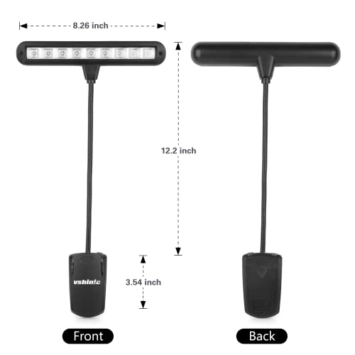 Vshinic Music Stand Light ,Clip On Piano Lights 9 Led Orchestra Light Book Lamp Musician Lamp,Fully Adjustable No Flicker For Piano, Orchestra,Book Reading, Mixing Table, Dj, Craft Work (Powered By Aa Batteries, Ac Adapter) #TOP7