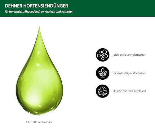 Dehner Hortensien- und Rhododendrondünger, hochwertiger Flüssigdünger, Dünger für Laubgehölze, organischer NPK-Dünger, mit Spurennährstoffen, 1 l, für ca. 150 l, bunt 3