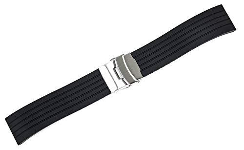 deBeer 22mm Oris Style Compatible Divers Clasp Rubber Replacement Watch Band - Black
