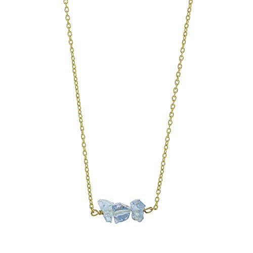 Collier argent 925 doré et aigue-marine brute pour illuminer vos tenues d'été