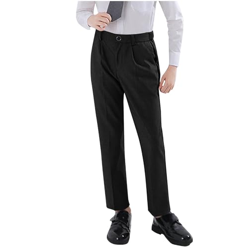Boys Dress Pants Casual Solid Color Button Down Trousers Stretch Lounge School Uniform Golf Pant with Pockets 2-18Y