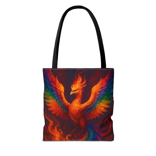 Premium Tote Bag with Reinforced Stitching - A Phoenix with Rainbow Fire Wings2