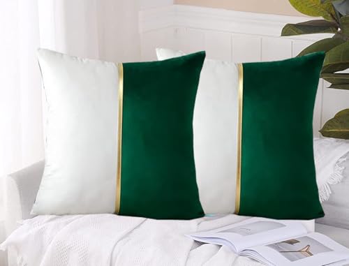 Image of HIMS Velvet Sofa Pillow Cover Set of 2, Luxury Cushion Cover 18 inch x 18 inch for Decorative Living Room Sofa Bedroom Car (18x18 Inch, Green)