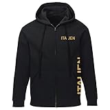  VIMAVERTRIEB® Kapuzen Sweatshirt Jacke Italien - Brust & Seite - Druck: Gold metallik - Shirt Pulli Fußball Fanartikel Fanshop - Größe: M schwarz